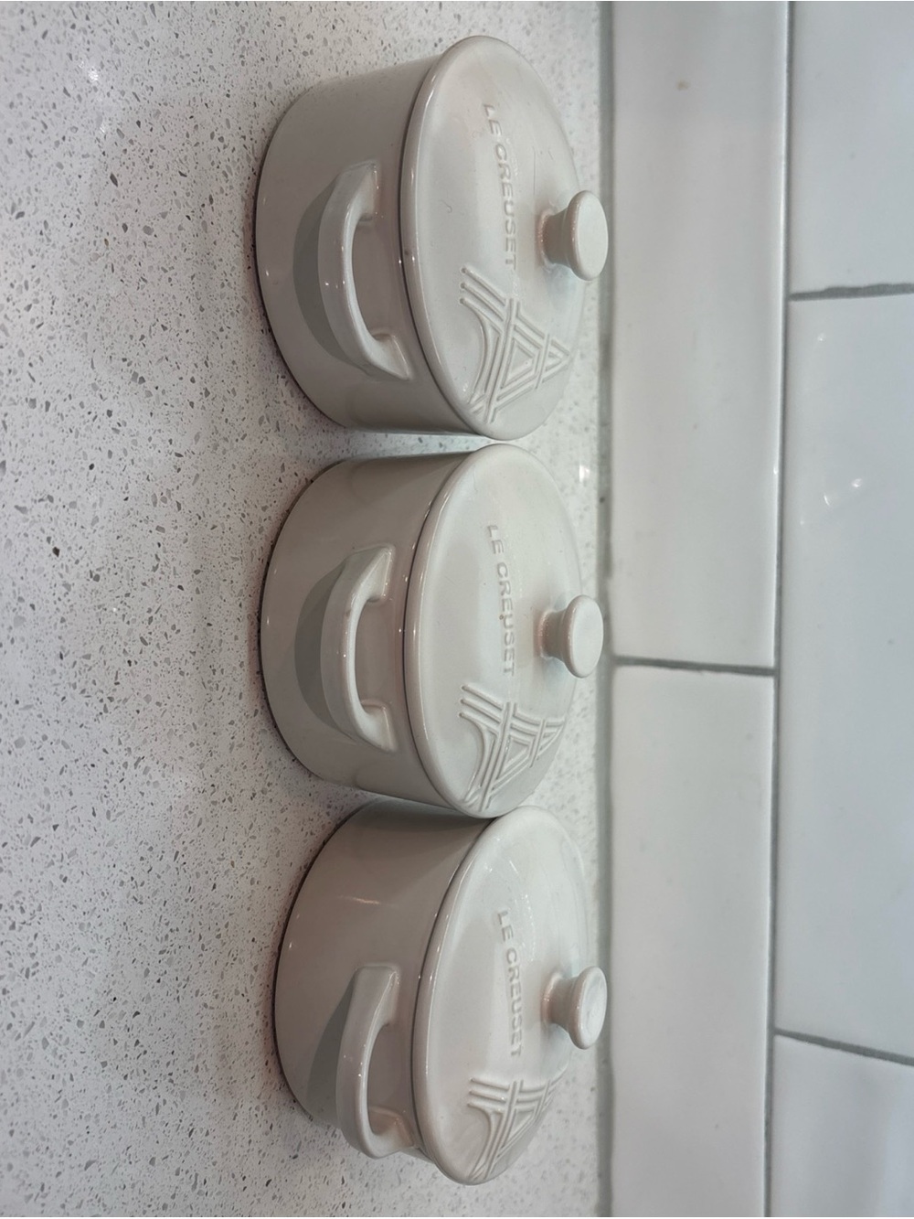Le Creuset Cream Mini Cocotte Trio with Lids